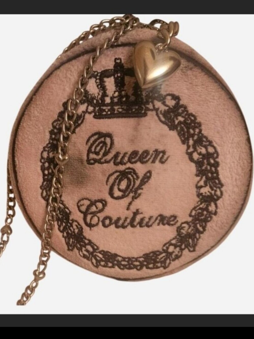 Juicy Couture 2004 Queen Of Couture Pink Terry Cloth Circular Canteen Crossbody